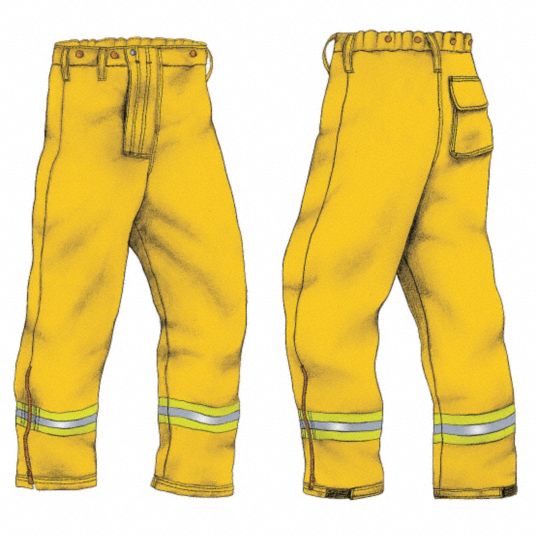 VERIDIAN Wildland Trouser: M, 36 in Fits Waist Size, 30 in Inseam, Yellow,  Nomex