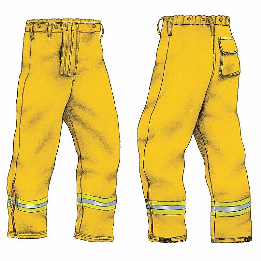 Wildland Trouser: L, 40 in Fits Waist Size, 30 in Inseam, Yellow, Nomex