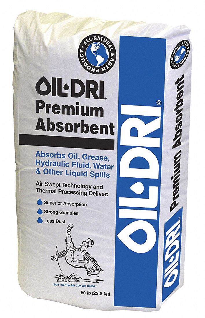 OILDRI, 5 gal Volume Absorbed per Pkg., 50 lb Wt, Loose Absorbent