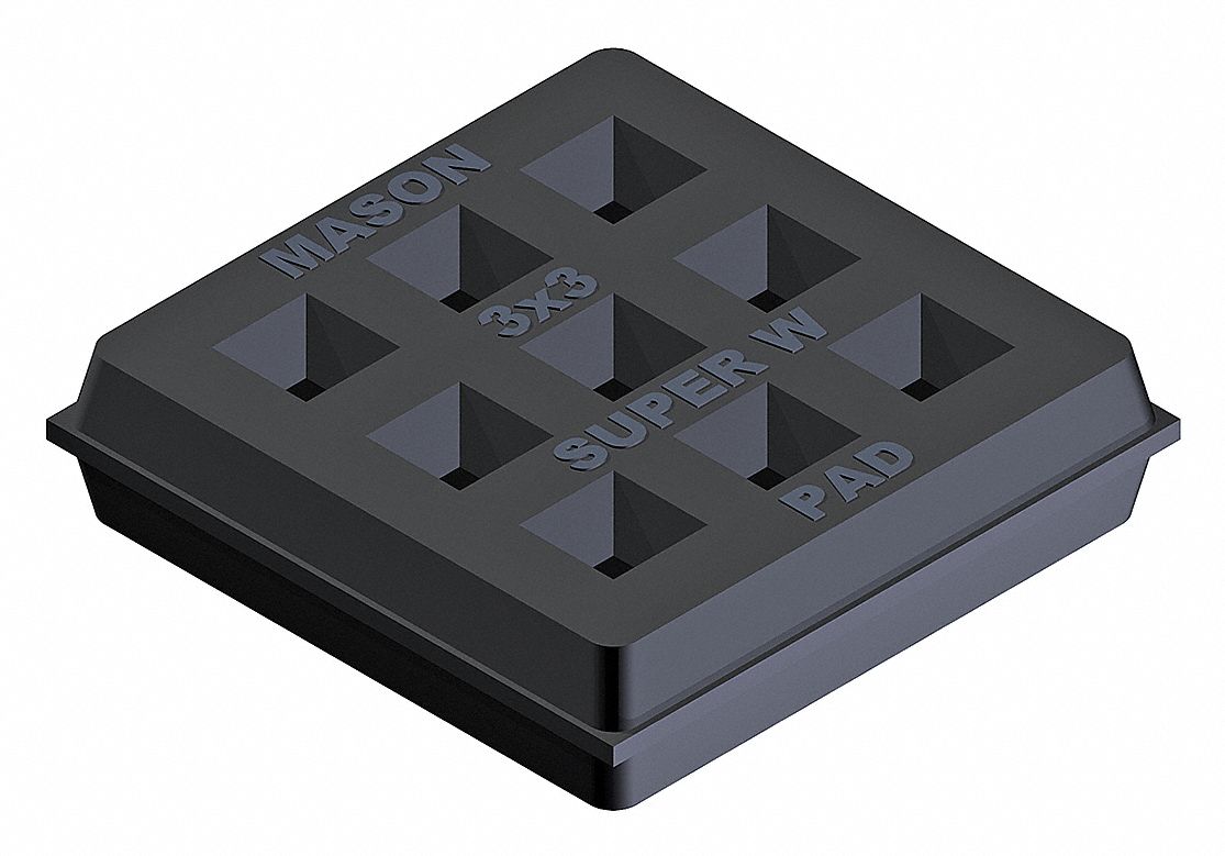 MASON Vibration Isolation Pad, Neoprene, 600 lb Max. Steady Load, 3 in