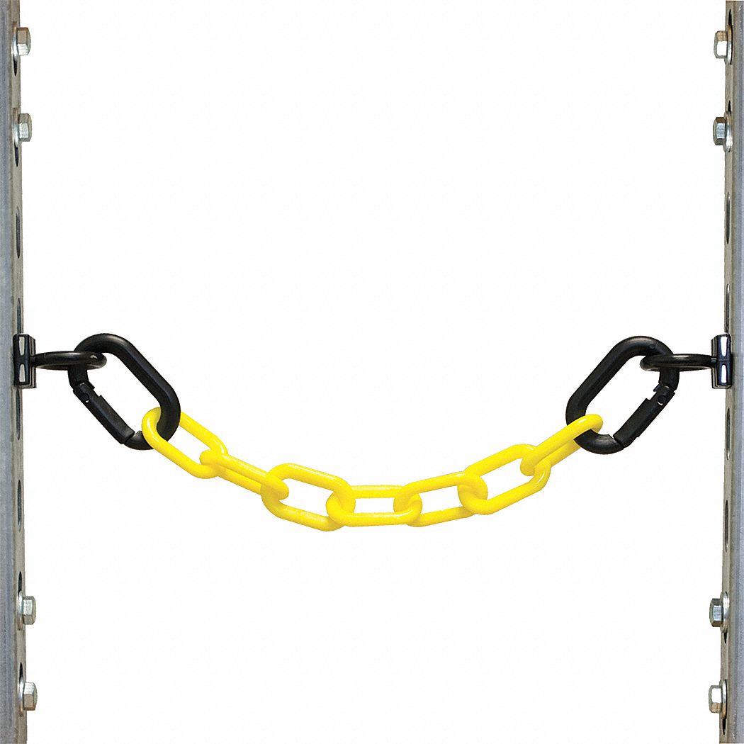 MAGNET RING/CARABINER KIT AND CHAIN FOR CHAIN BARRIER, YELLOW, 10 FT CHAIN L
