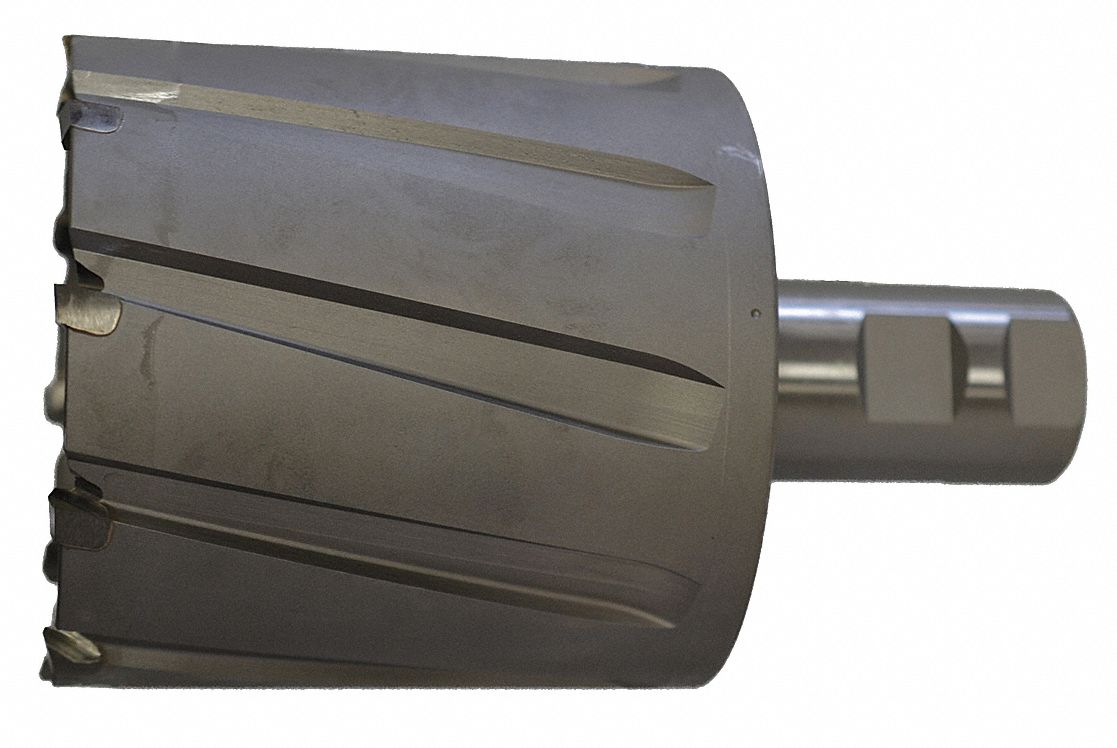Annular Cutter: 1 1/2 in Cutter Dia, 4 in Max Cutting Dp, Bright, Carbide