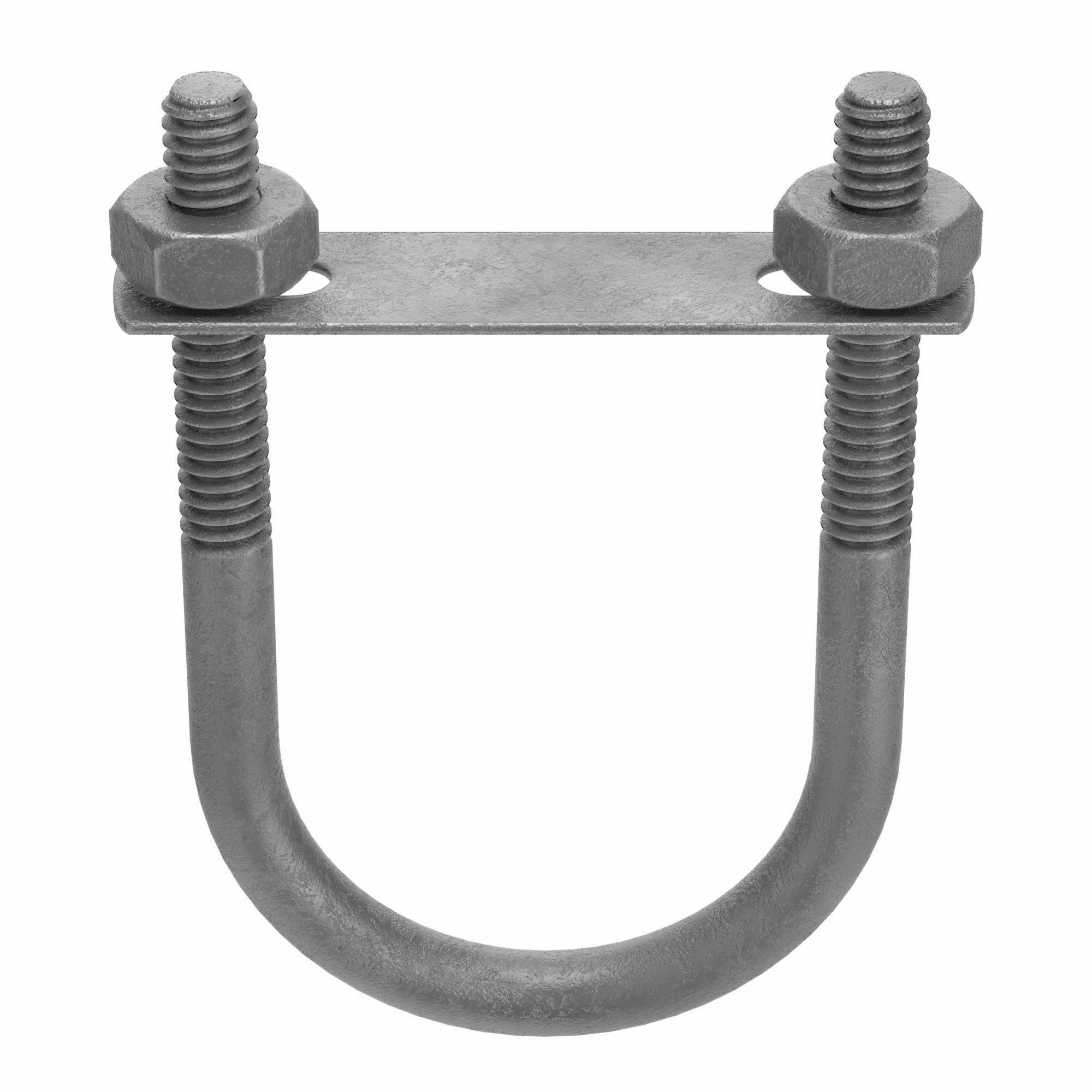 Standard U-Bolt with Mounting Plate: Steel, Hot Dipped Galvanized, 1/4