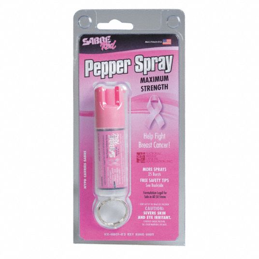 SABRE Pepper Spray with Quick Release, Helps Fight Breast Cancer, Pink,  Solid Print, 0.21 lb. 