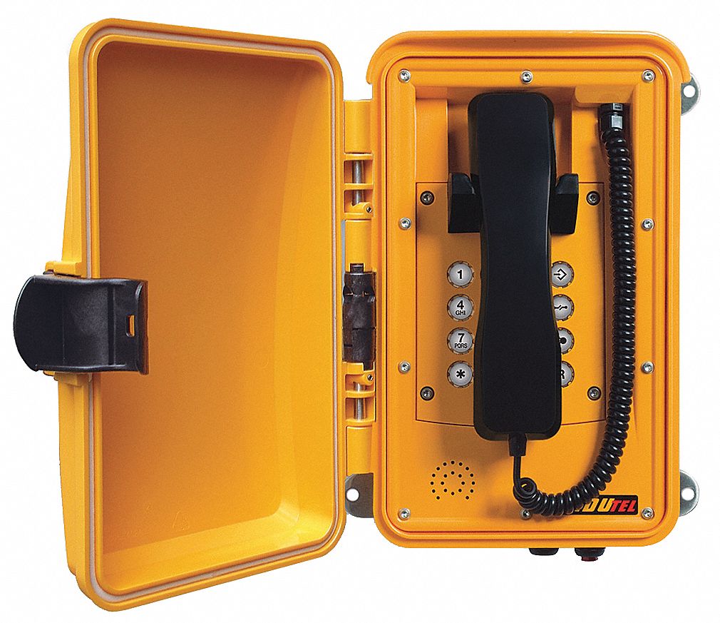 Weatherproof Industrial Telephone: Yellow, 1 Lines
