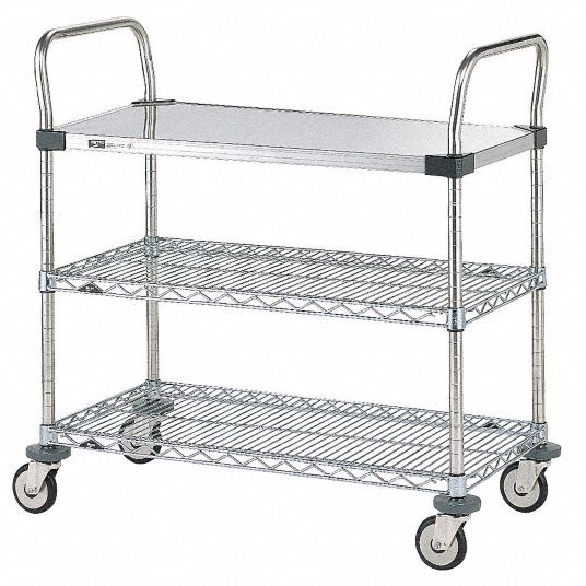 METRO Corrosion-Resistant Utility Cart with Shallow Lipped Wire Shelves ...