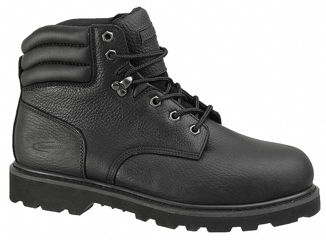 6 in Work Boot,  12,  W,  Men's,  Black,  Steel Toe Type,  1 PR