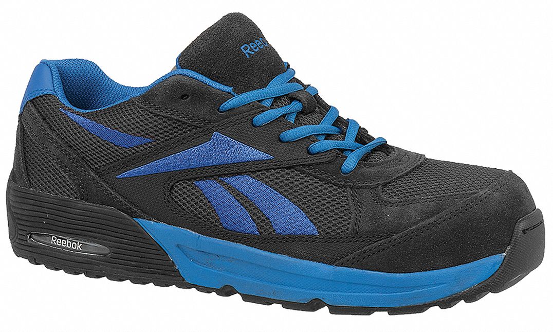 REEBOK Athletic Shoe, 11 1/2, M, Men's, Dark Gray/Blue, Composite Toe