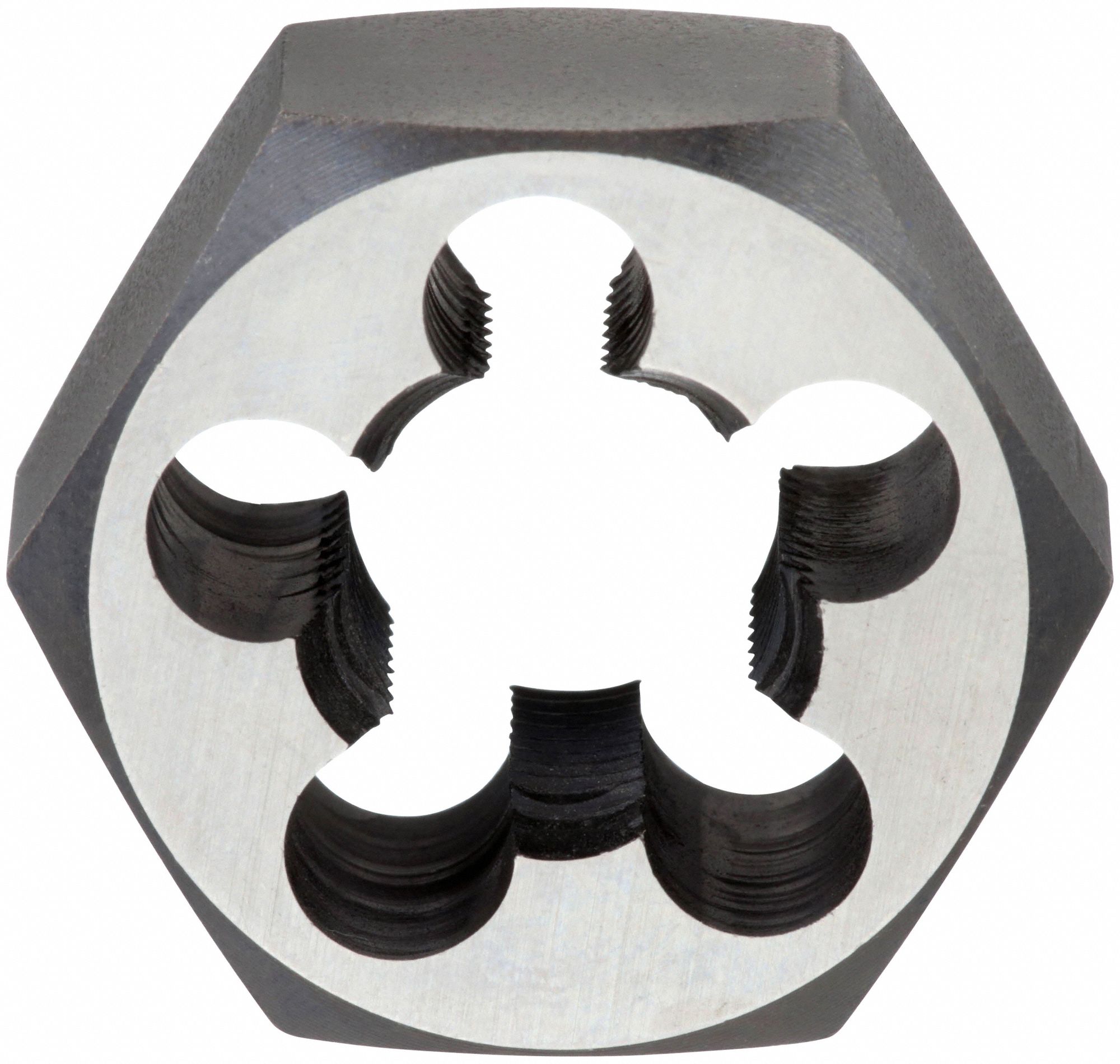 HEX THREADING DIE, SOLID, CARBON STEEL, RIGHT HAND, 5/16"-18 THREAD, BRIGHT FINISH