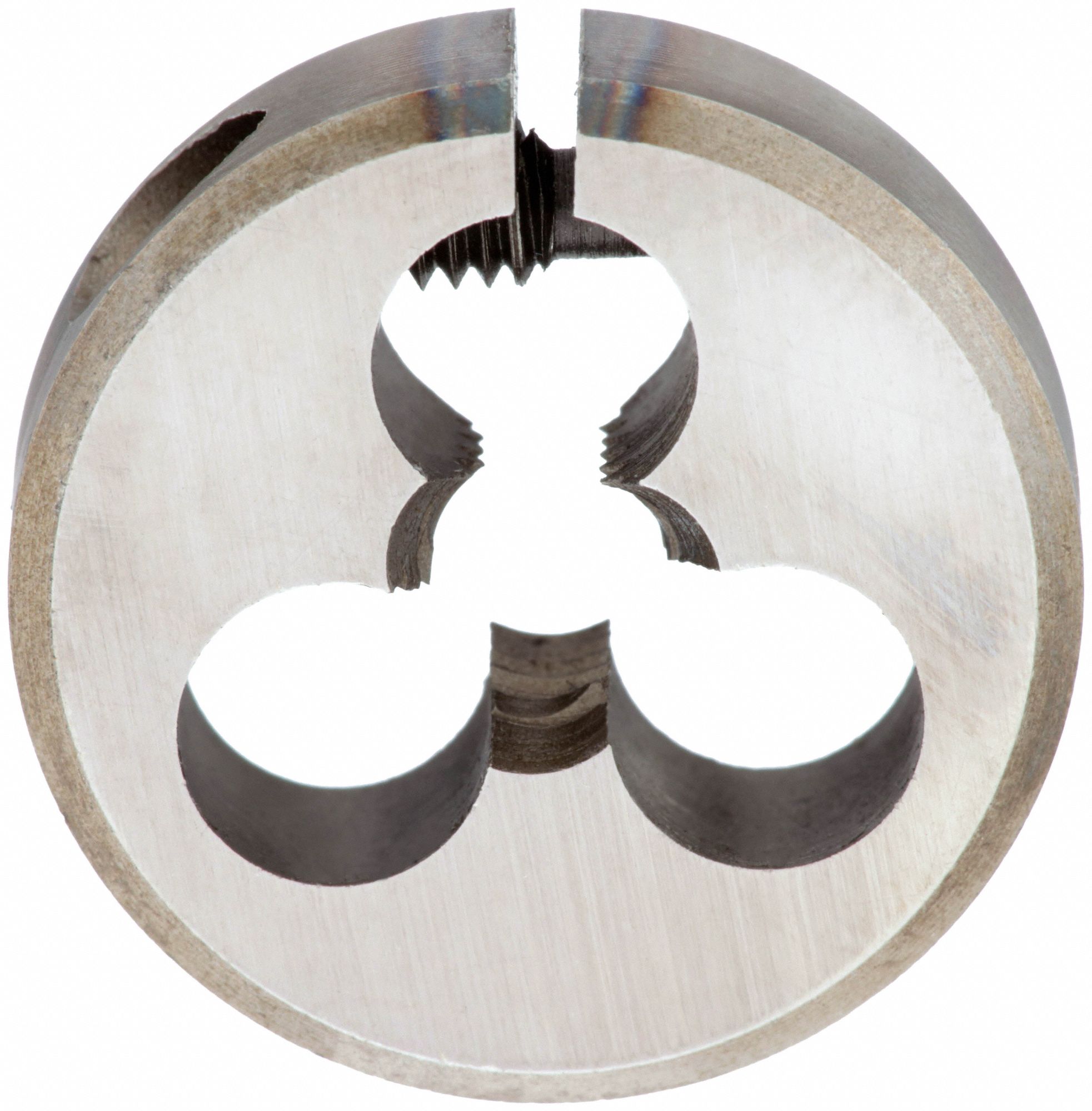 FILIÈRE FILETAGE RONDE, RÉGLABLE, ACIER AU CARBONE, DROITIER, FILETAGE NO 12-28, ÉPAISSEUR 1/4 PO