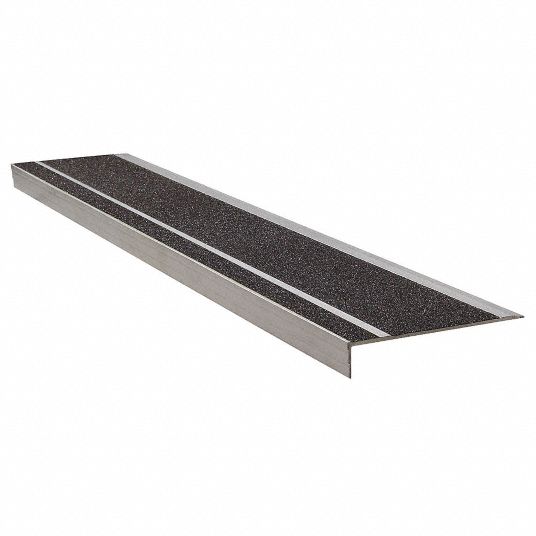 WOOSTER Stair Tread Cover DoubleStrip Grit, Aluminum, Adhesive