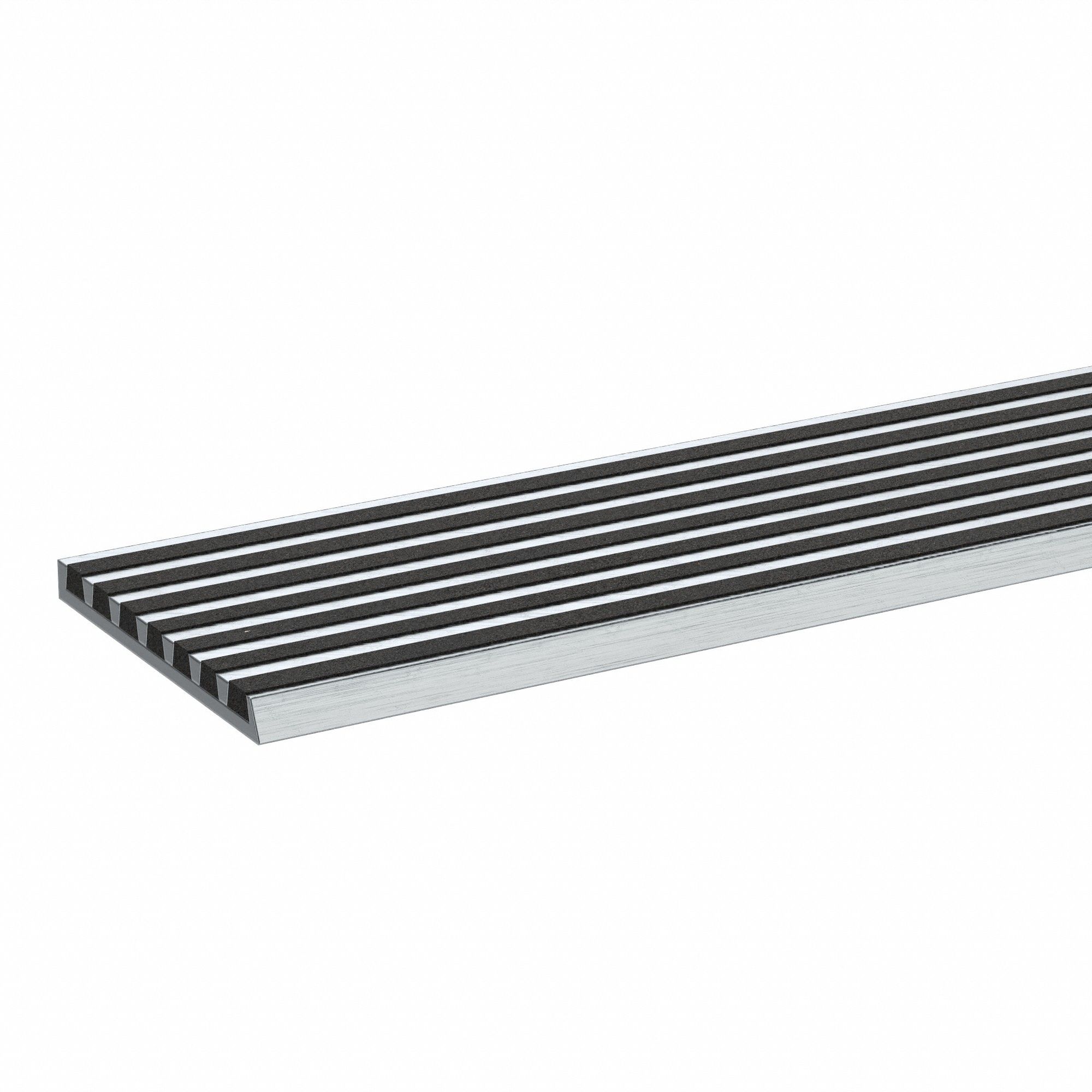 Stair Nosing: Multi-Strip Grit, Aluminum, Fastener-Installed, 36 in Wd, 4 in Dp, Black, 4 in x 36 in