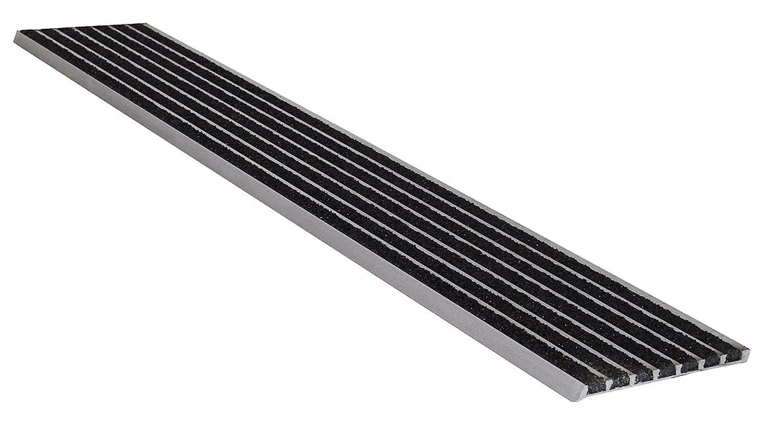 WOOSTER Stair Nosing Black, Extruded Aluminum, Fasteners Install with, 4 in Dp, 48 in Wd