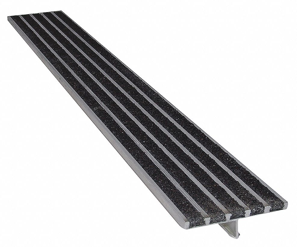 WOOSTER PRODUCTS STAIR INSERT,BLACK,36IN W,EXTRUDED ALUM Antislip Stair Treads WWG20X838