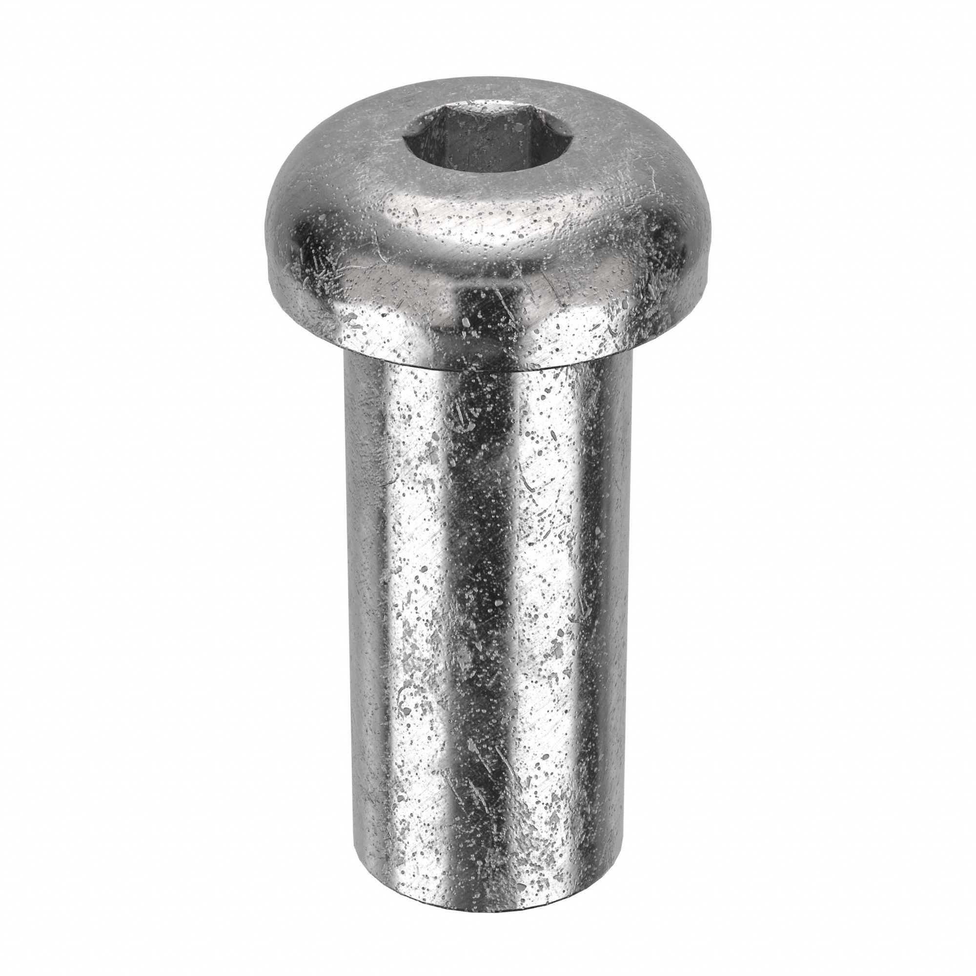 Female Binding Barrel: 5/8"-11 Thread Size, Button Brl Hd, Internal Hex, 1 3/4 in Brl Lg, Plain