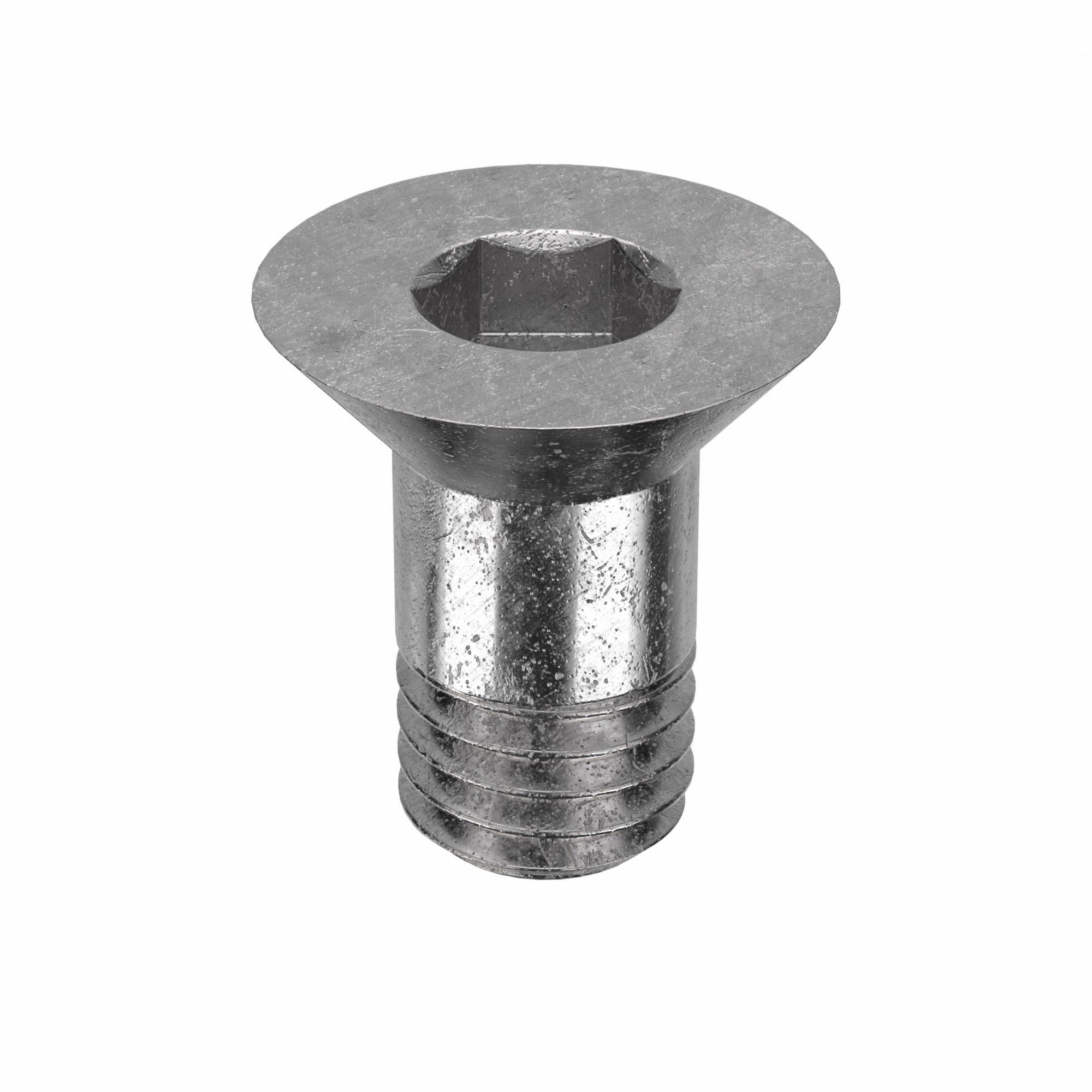 Binding Post Screw: 1/2"-13 Thread Size, Flat Head, Socket Drv, Stainless Steel, Plain, Socket