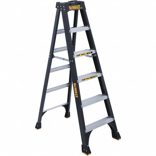 DEWALT Stepladder 6 ft Ladder Ht 5 Steps 300 lb 40 in Base Spread 23 1 2 in Bottom Wd