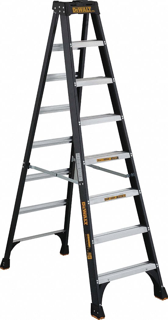 Stepladder, Fiberglass, 8 ft. H, 300 lb Cap