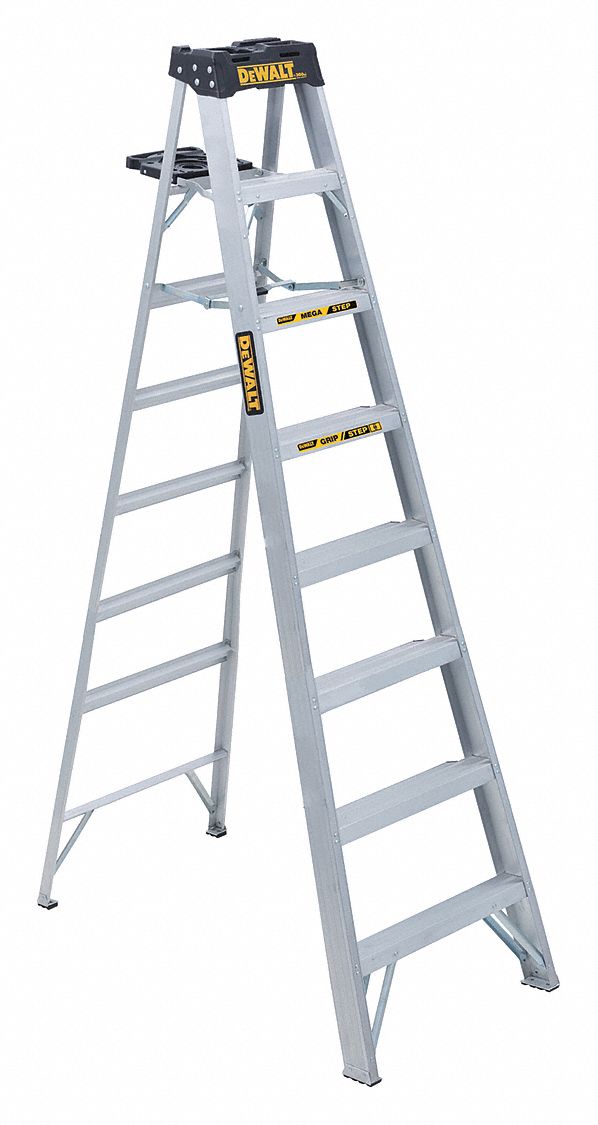 Stepladder, Aluminum, 8 ft. H, 300 lb. Cap.