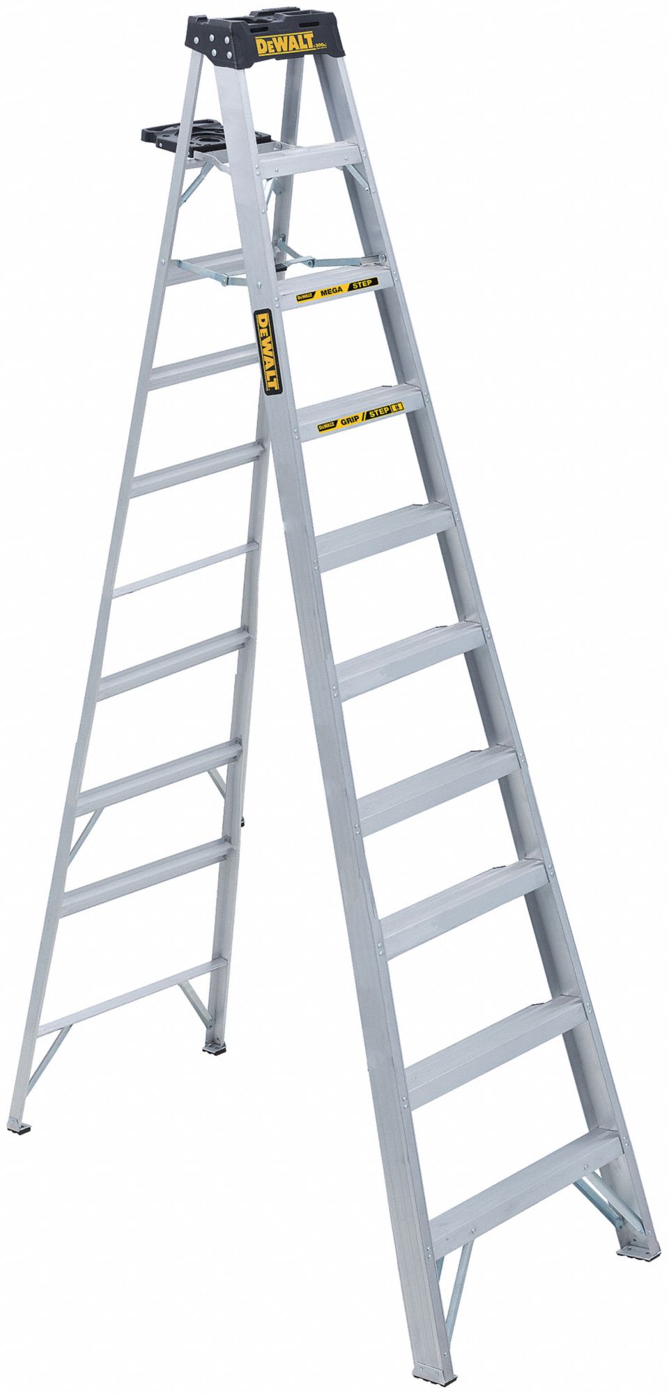 DEWALT, 10 ft Ladder Ht, 9 Steps, Stepladder 20X989DXL201010 Grainger