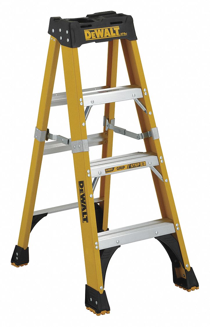 Stepladder, Fiberglass, 4 ft. H, 375 lb Cap