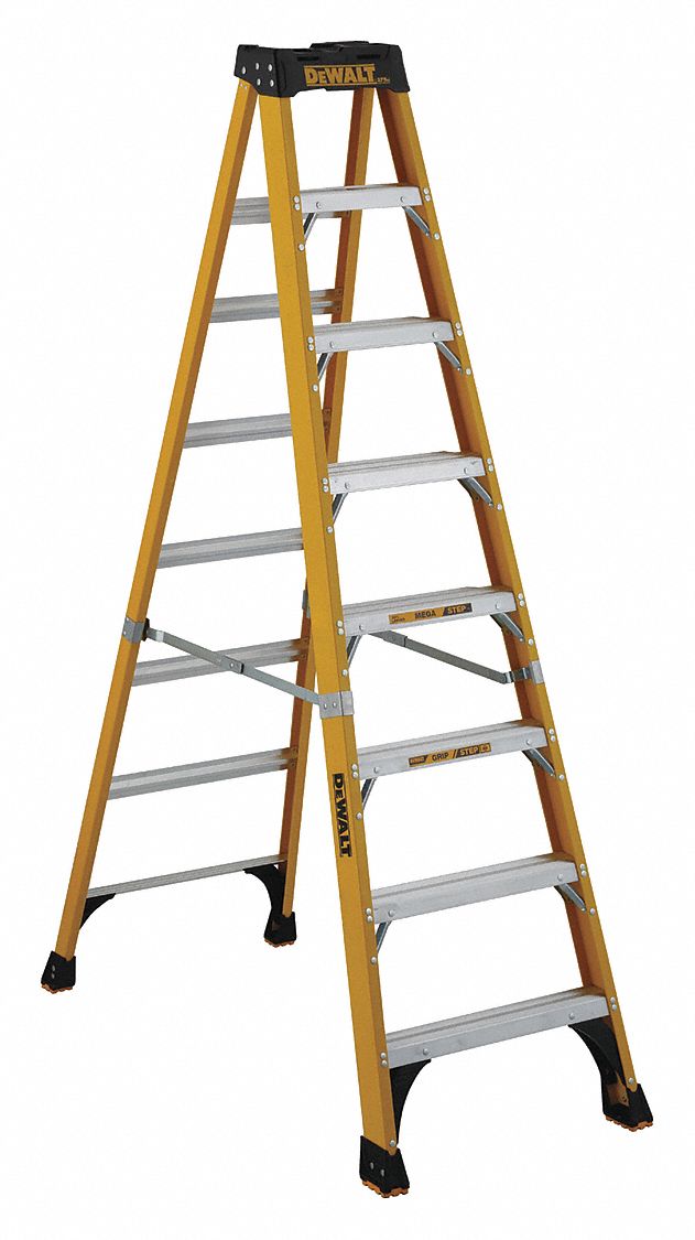 Stepladder, Fiberglass, 8 ft. H, 375 lb Cap