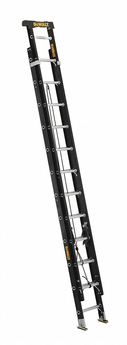 Extension Ladder: 24 ft Ladder Size, Fiberglass, 300 lb Load Capacity, 52 lb Wt, 2 Sections