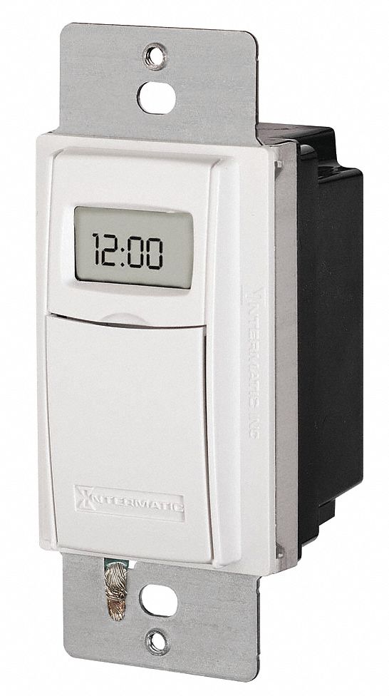 Intermatic 120 277v Ac Electronic Wall Switch Timer Max On Off Cycles 40 White 20xe69 St01 Grainger