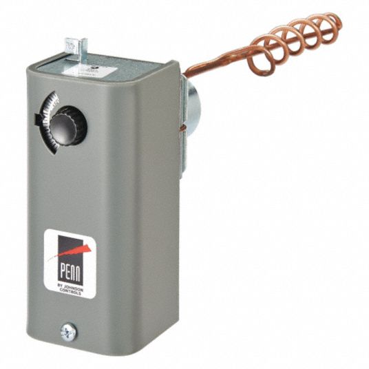 JOHNSON CONTROLS Line Volt Mechanical Tstat for Heating and Cooling, 24