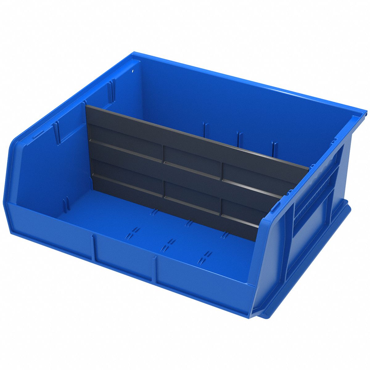 Akro-mils Hang And Stack Bin: 16 1 2 In X 14 3 4 In X 7 In, Blue, Label 