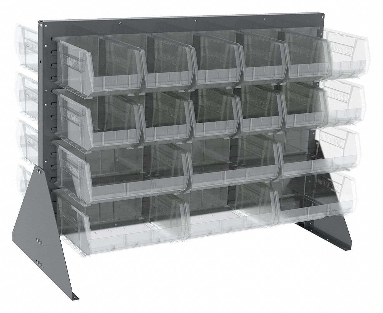 Louvered Bench Rack,36 Bins,Clear