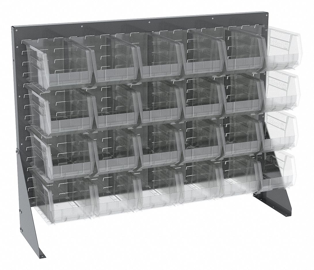Louvered Bench Rack,24 Bins,Clear