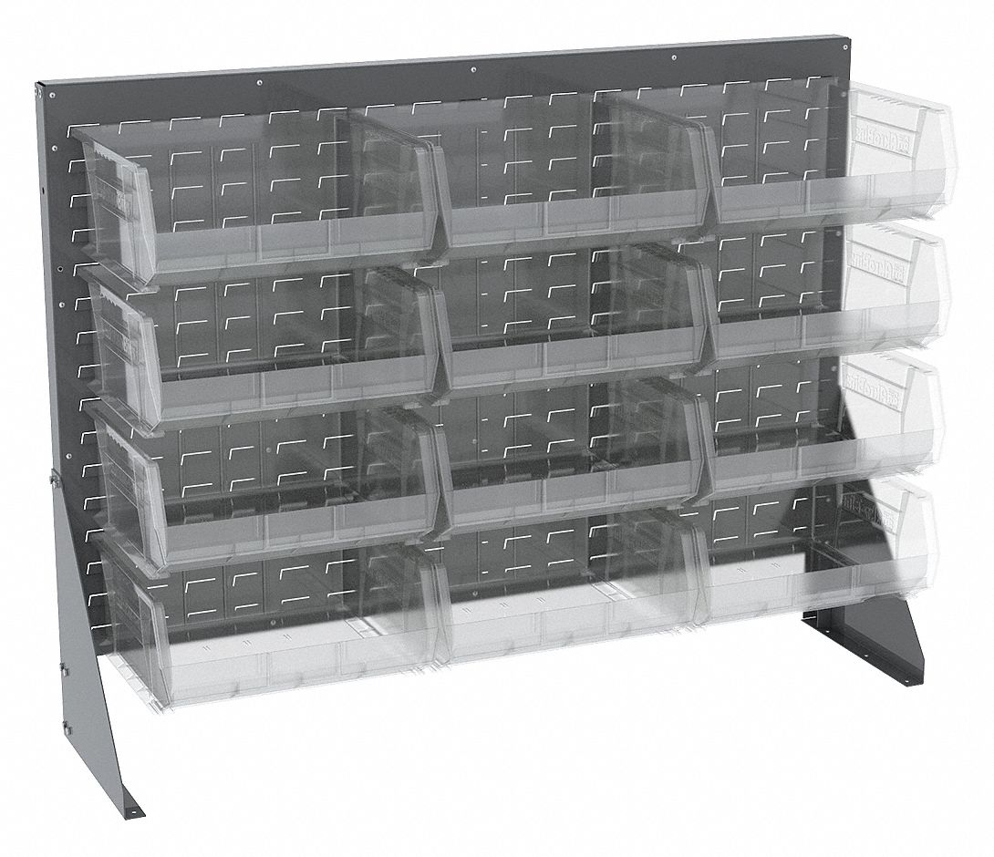 Louvered Bench Rack,12 Bins,Clear