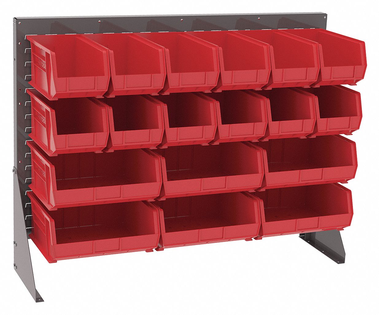 Louvered Bench Rack,18 Bins,Red