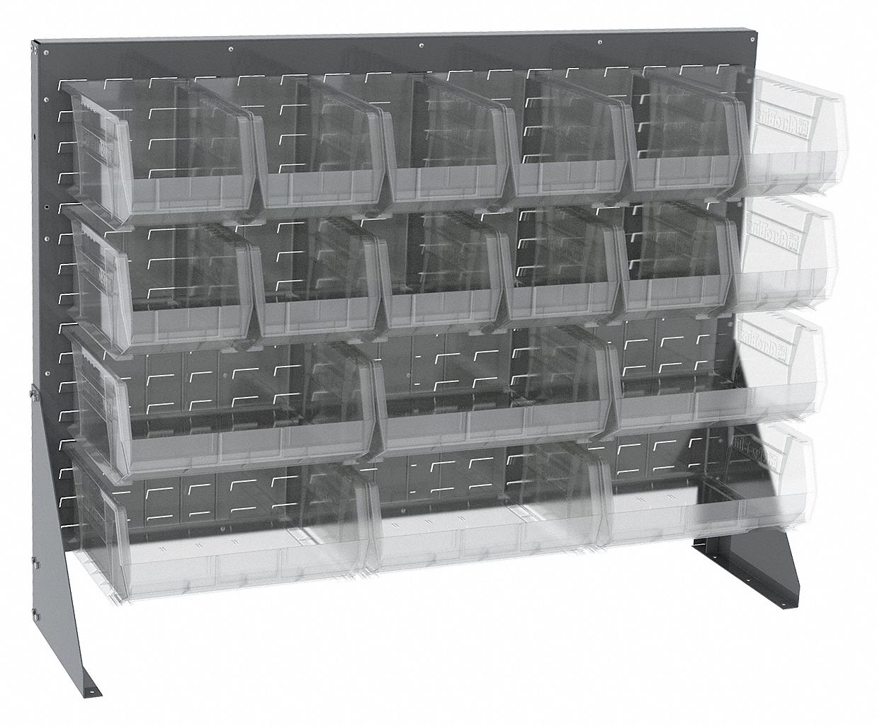Louvered Bench Rack,18 Bins,Clear