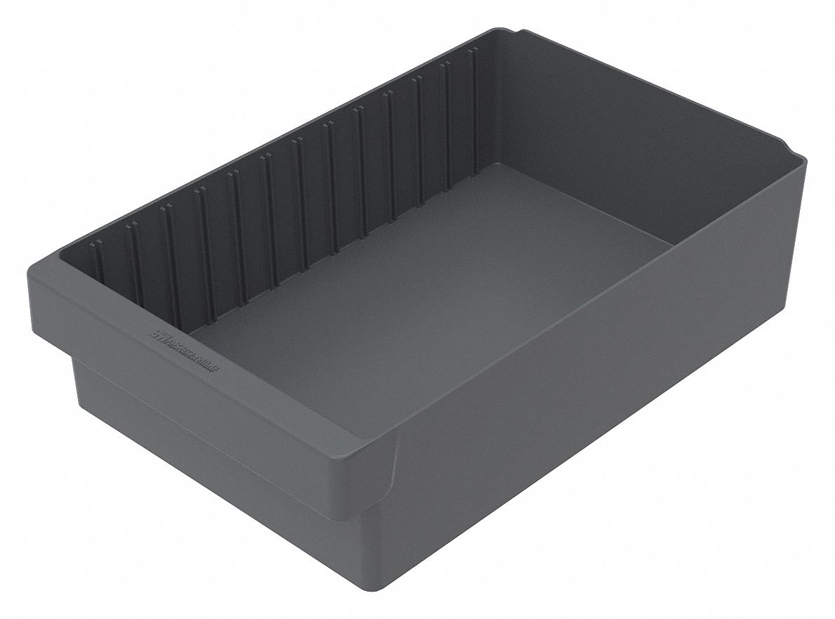Drawer Bin,0.45 cu. ft.25 lb.,Gray