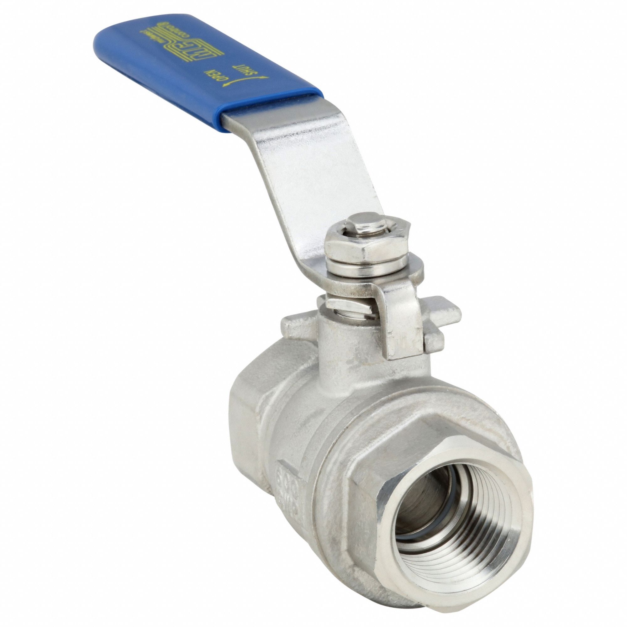 Manual Two-Way Ball Valve: 1/2 in, 316 Stainless Steel, Straight Valve Body, Lever