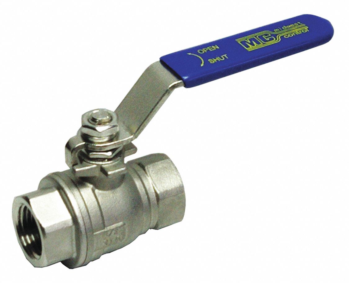 MANUAL TWO-WAY BALL VALVE: ½ IN, 316 STAINLESS STEEL, STRAIGHT VALVE BODY, LEVER