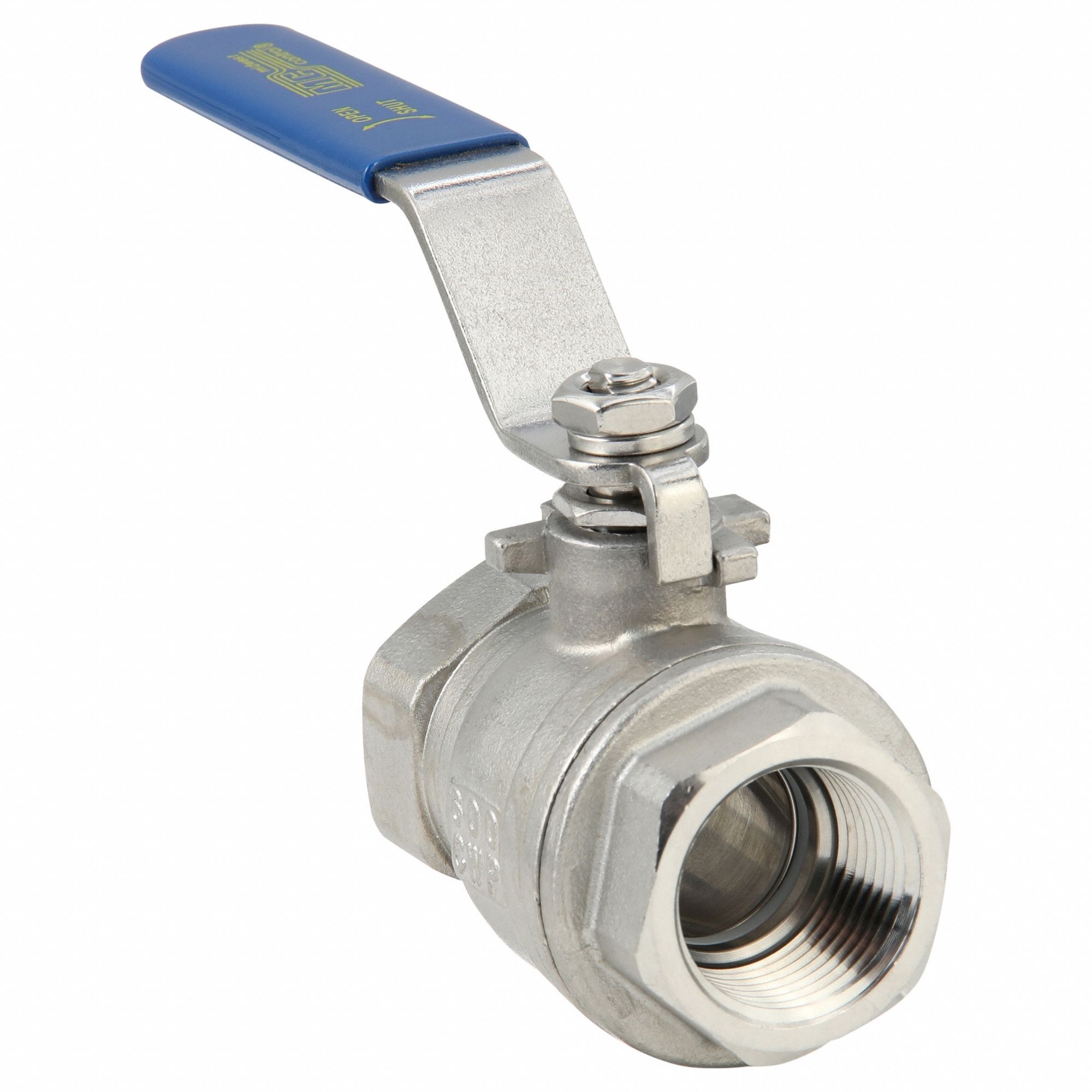 Manual Two-Way Ball Valve: 3/4 in, 316 Stainless Steel, Straight Valve Body, Lever