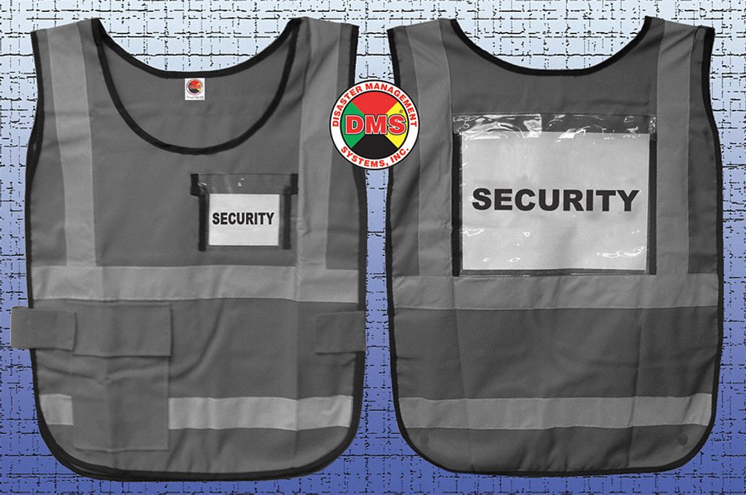 SAFETY VEST, ANSI CLASS 2, GREY, NYLON, LEGEND INSERT, UNIVERSAL