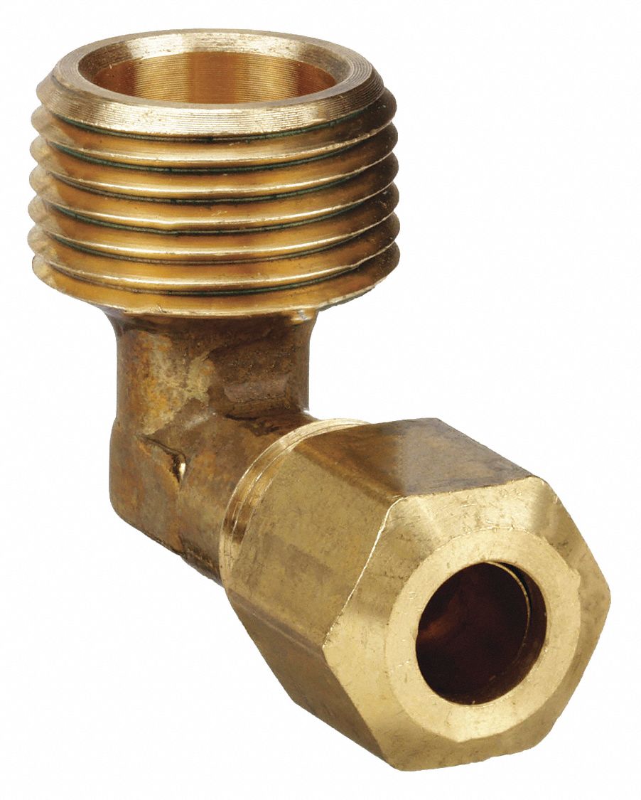 MALE ELBOW: BRASS, COMPRESSION X MNPT, ⅛ IN PIPE SIZE, FOR ¼ IN TUBE OD
