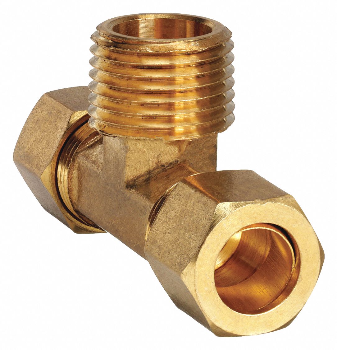 BRANCH TEE: BRASS, COMPRESSION X COMPRESSION X MNPT, ½ IN PIPE, FOR ½ IN X ½ IN TUBE OD
