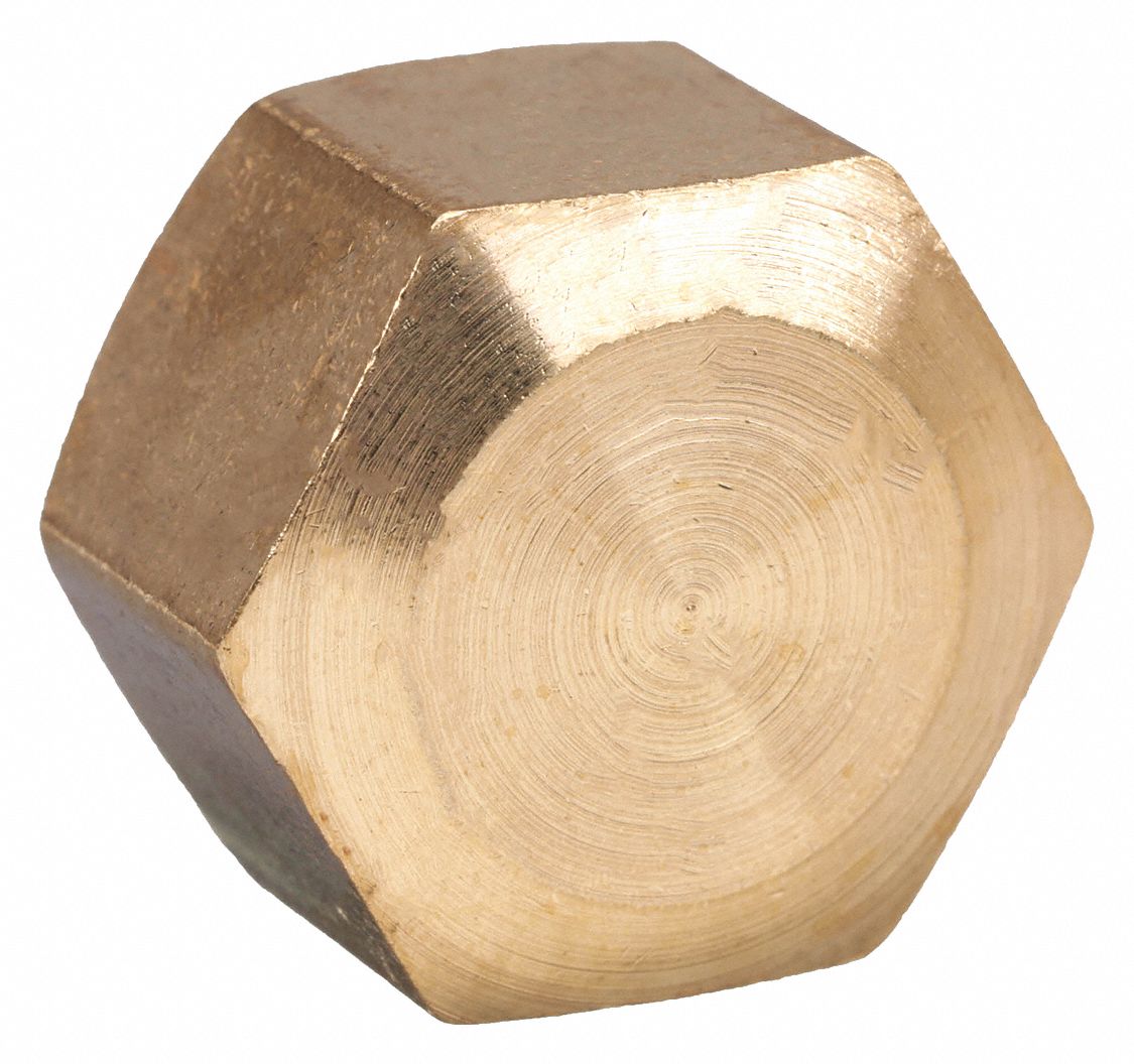 CAP: BRASS, COMPRESSION, FOR ½ IN TUBE OUTSIDE DIAMETER, ¾-16 THREADING SIZE