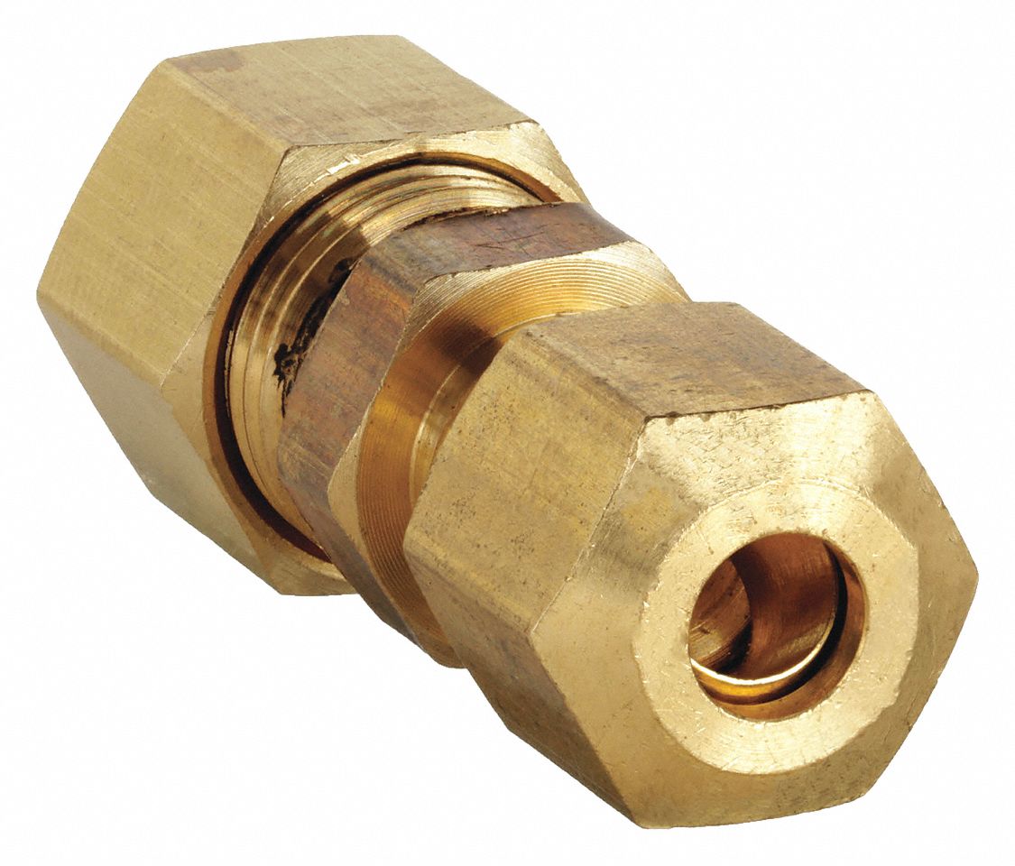REDUCER: BRASS, COMPRESSION X COMPRESSION, FOR ⅝ IN X ½ IN TUBE OUTSIDE DIAMETER