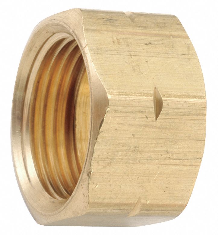 NUT: BRASS, COMPRESSION, FOR ¾ IN TUBE OD, 1-18 THREAD, ALUMINUM/COPPER/THERMOPLASTIC