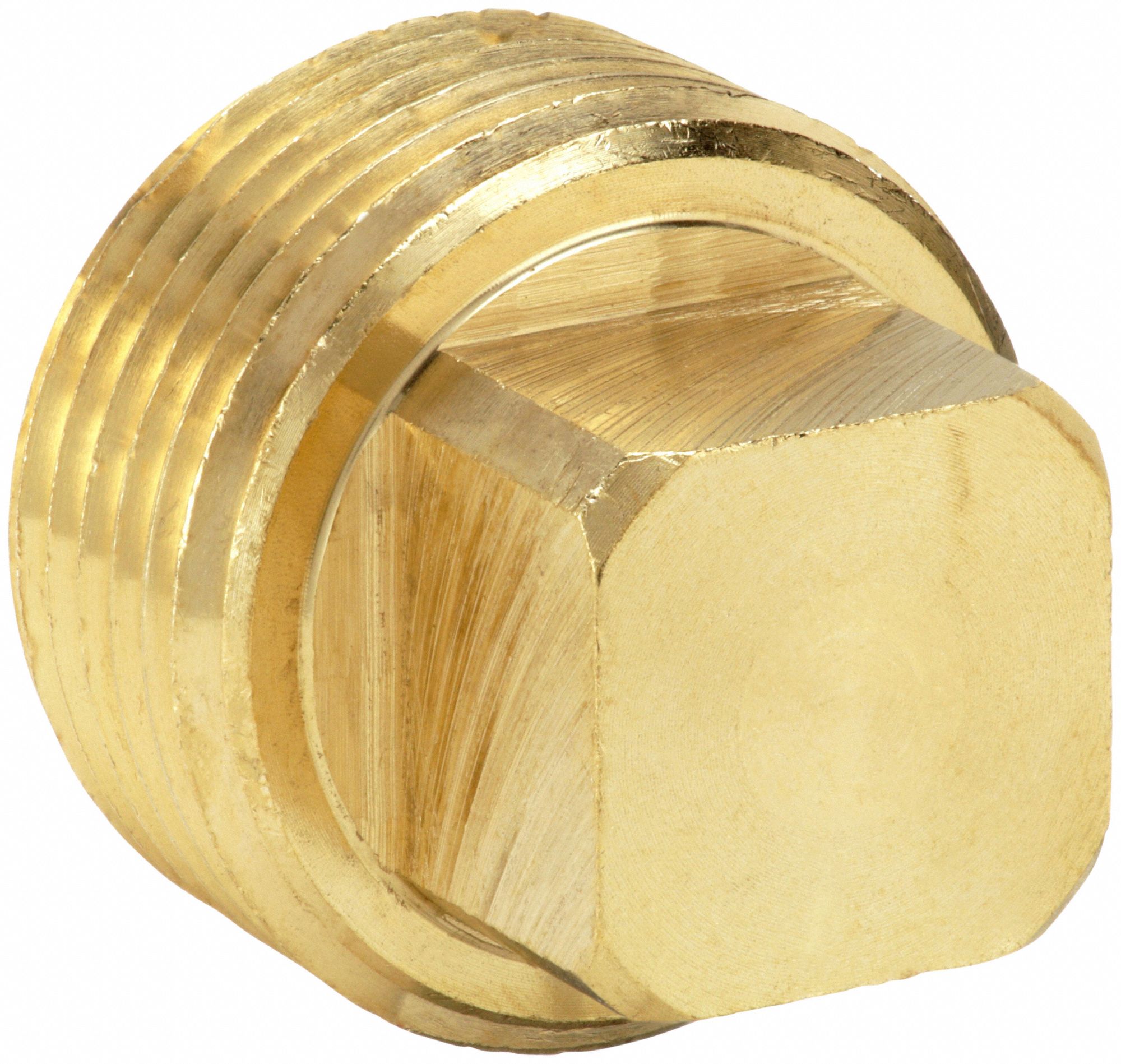 SQUARE HEAD PLUG: BRASS, ¾ IN FITTING, MALE NPT, 1¼ IN OVERALL LG, SQUARE PLUG DRIVE