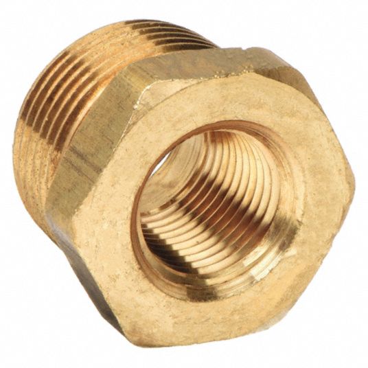 U.S. Solid 2pcs Brass Reducer Hex Bushing Brass Threaded Pipe