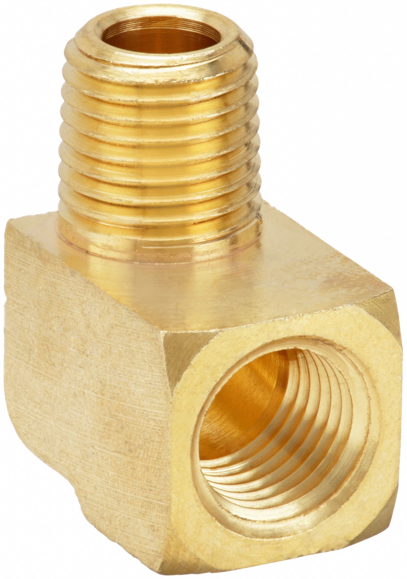 90° Extruded Street Elbow: Brass, 1/4 in x 1/4 in Fitting Pipe Size, Male NPT x Female NPT