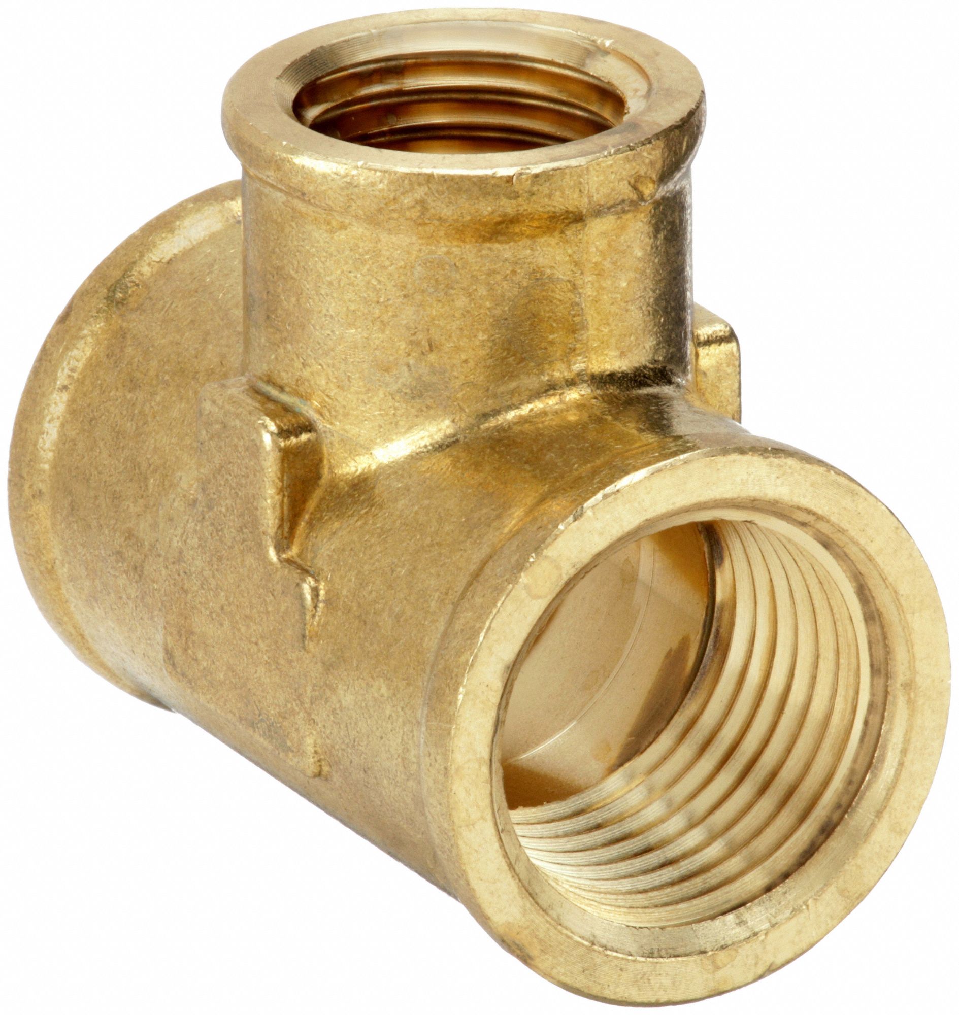Reducing Tee: Brass, 3/8 in x 3/8 in x 1/4 in Fitting Pipe Size, 1 5/8 in Overall Lg
