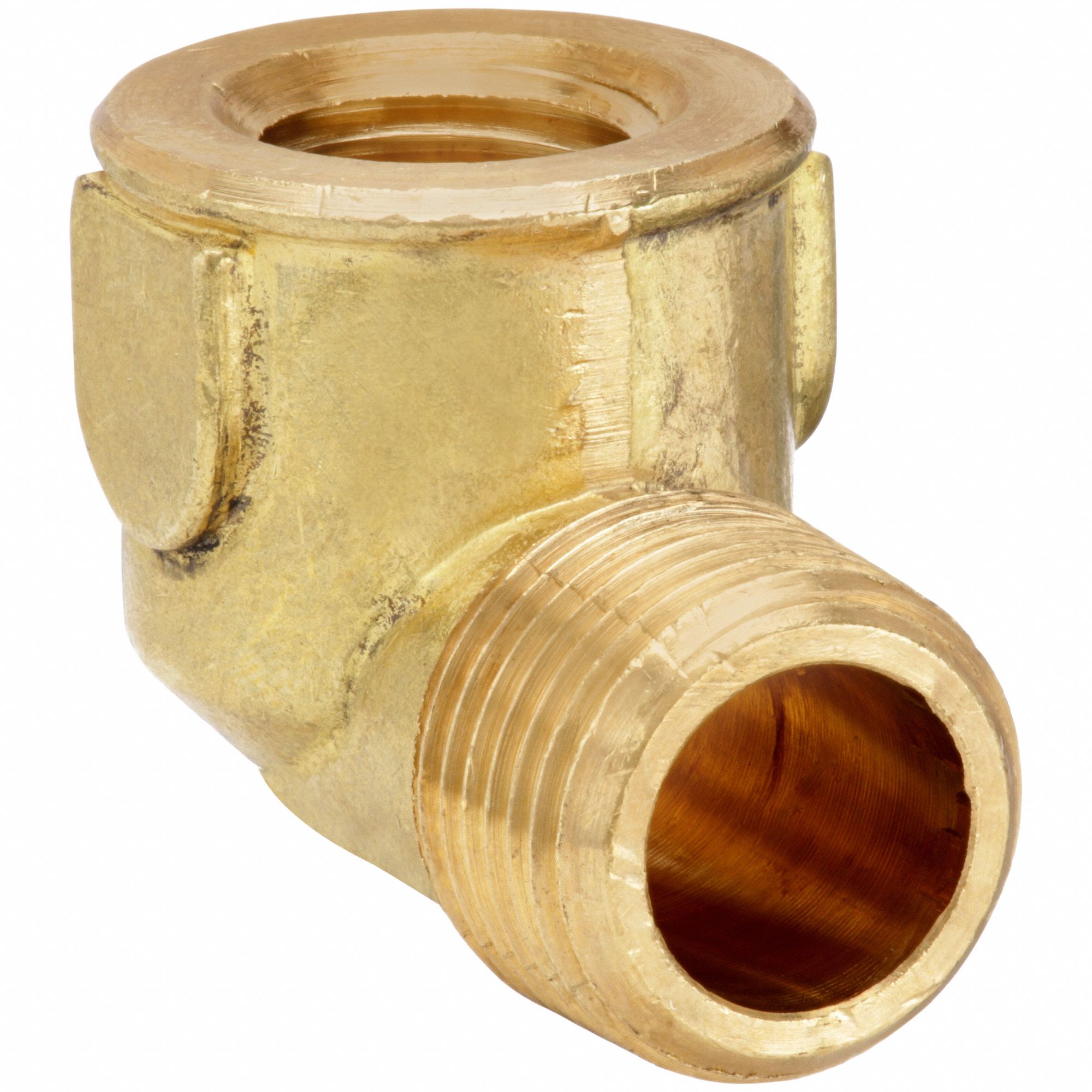 90° Reducing Street Elbow: Brass, 1/4 in x 3/8 in Fitting Pipe Size, Female NPT x Male NPT